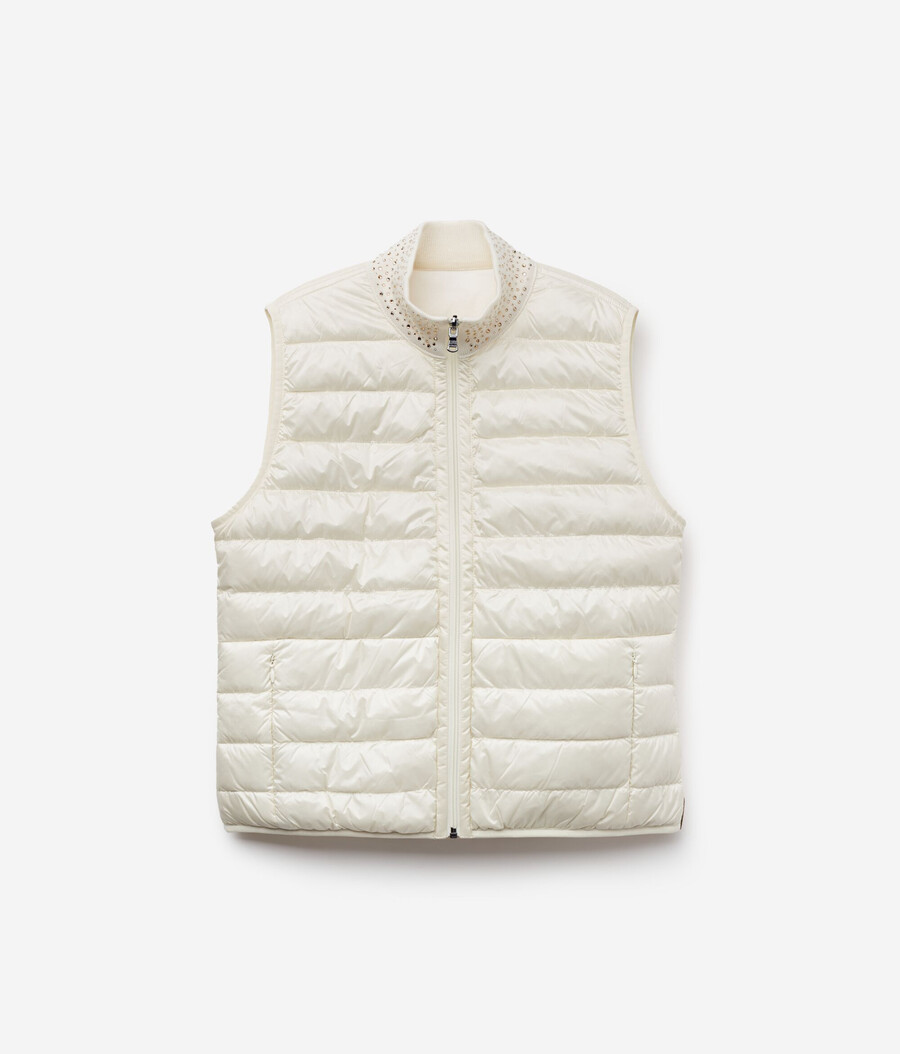 gilet reversibile in cashmere ultrafine con strass