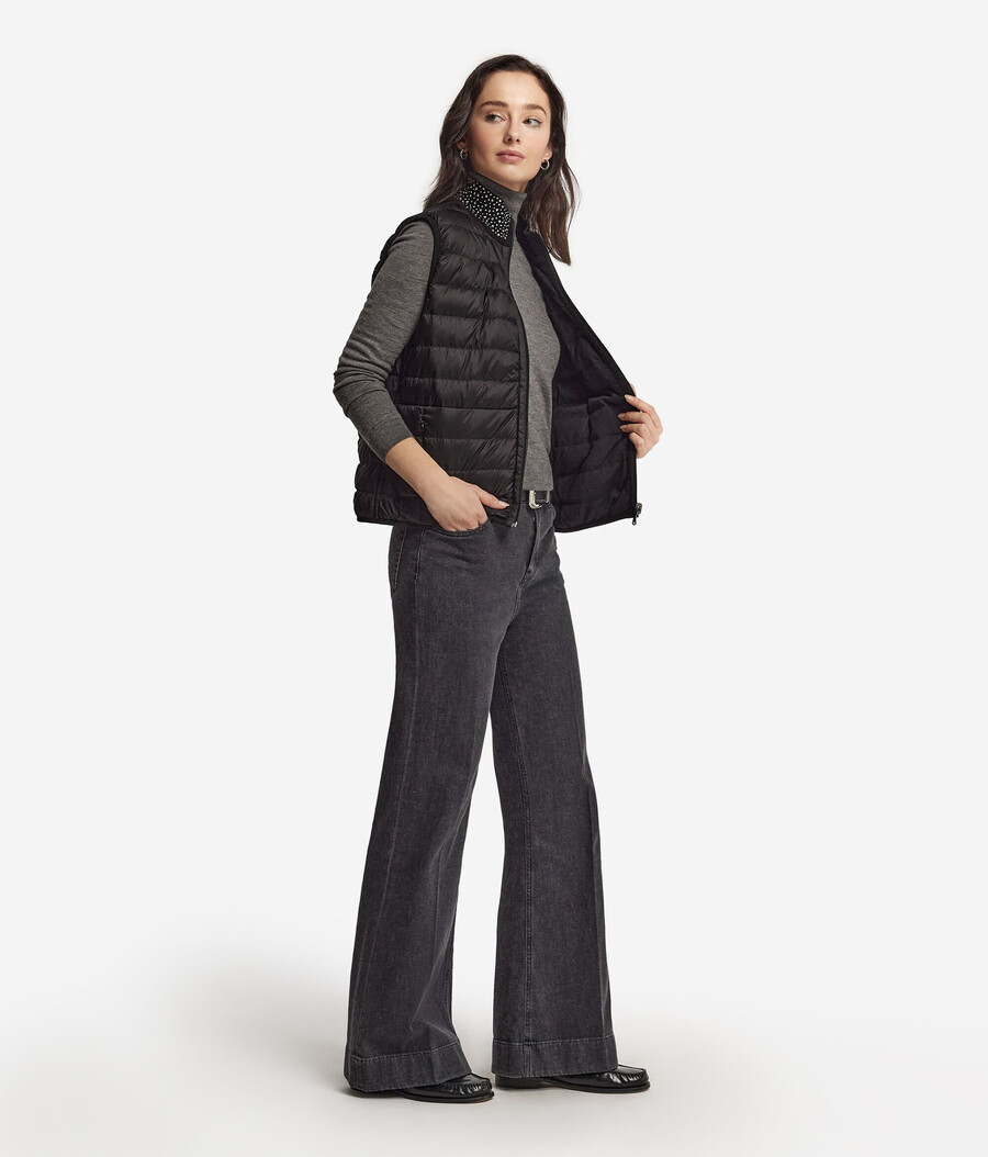 gilet reversibile in cashmere ultrafine con strass