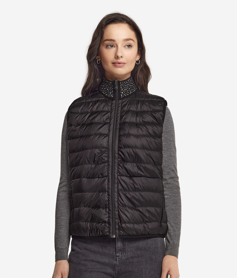 gilet reversibile in cashmere ultrafine con strass