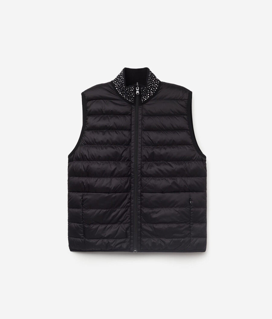 gilet reversibile in cashmere ultrafine con strass