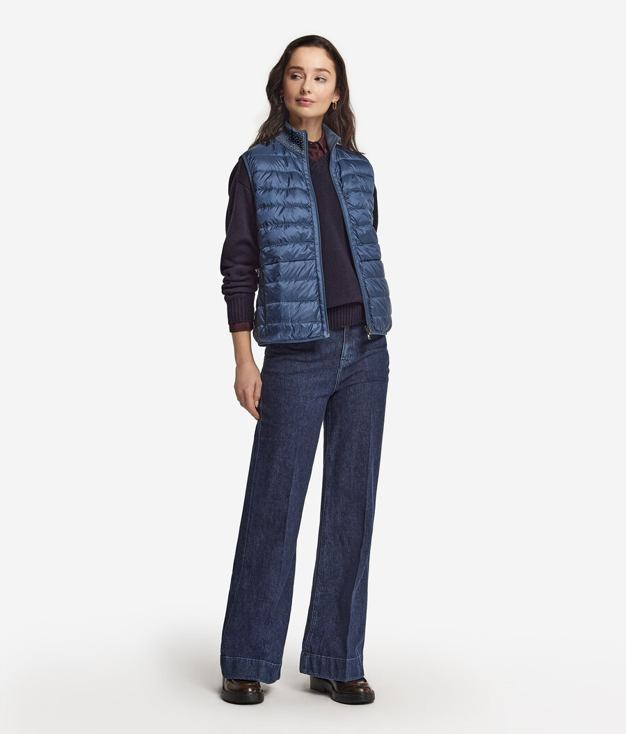gilet reversibile in cashmere ultrafine con strass