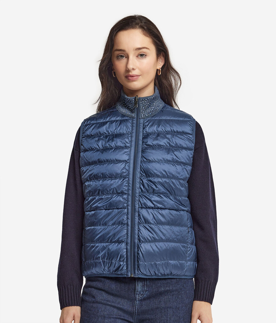 gilet reversibile in cashmere ultrafine con strass