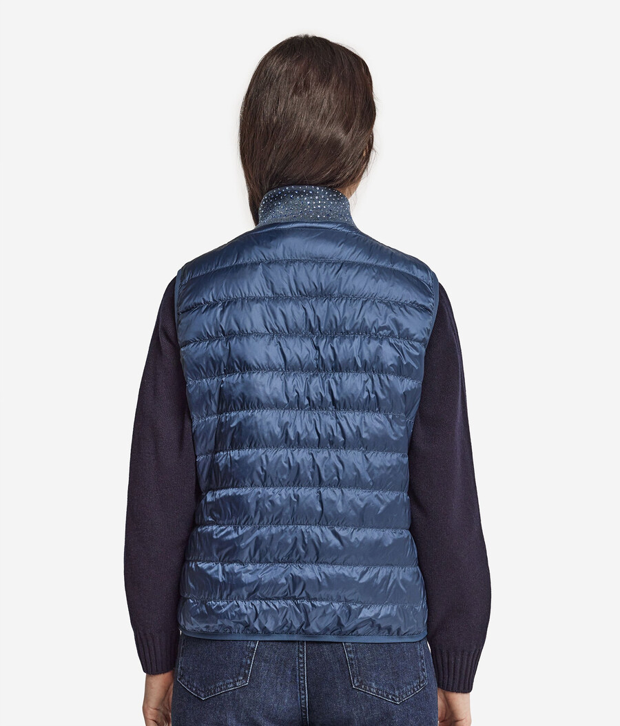 gilet reversibile in cashmere ultrafine con strass