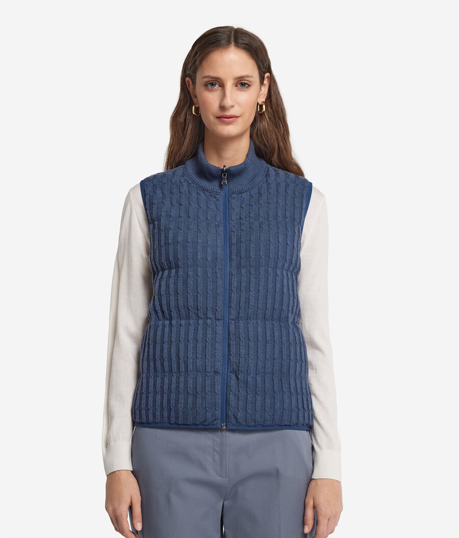gilet reversibile in cashmere lavorato a maglia a trecce