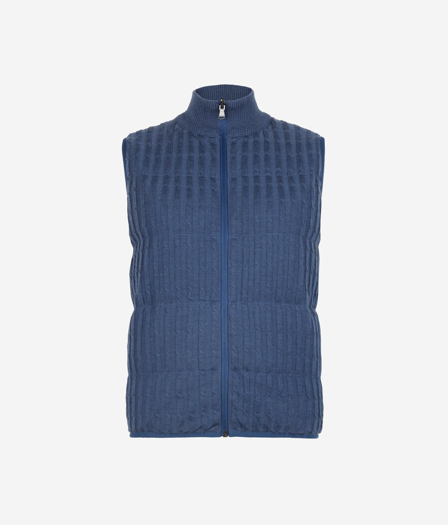 gilet reversibile in cashmere lavorato a maglia a trecce