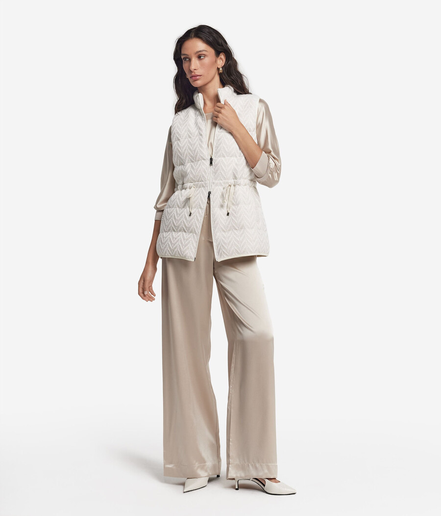 gilet in piumino di cashmere spinato lamé