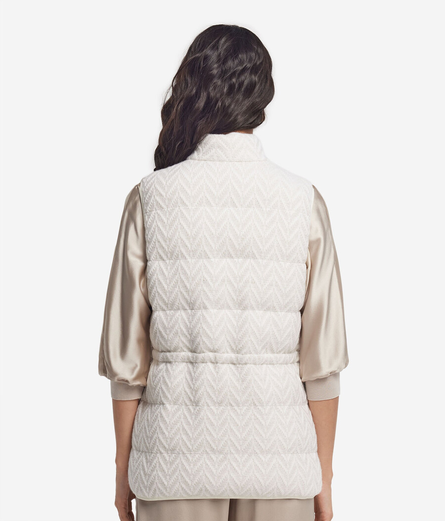 gilet in piumino di cashmere spinato lamé