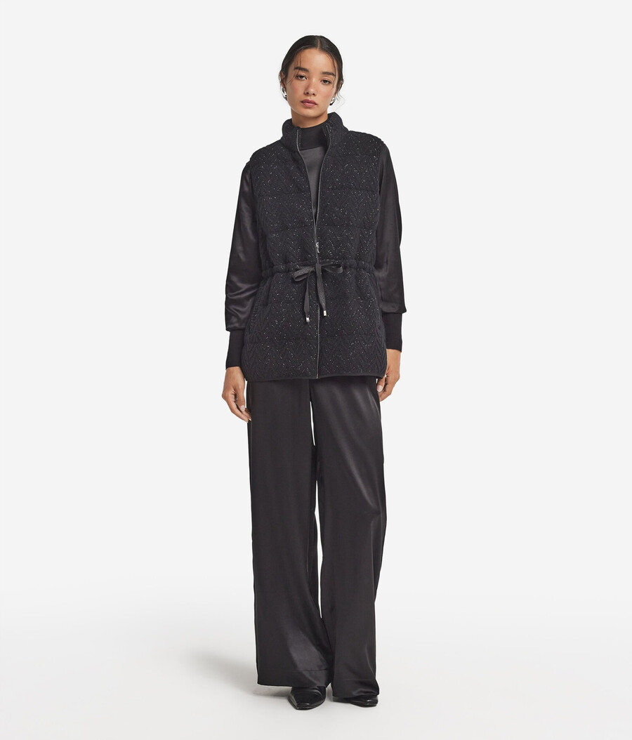 gilet in piumino di cashmere spinato lamé