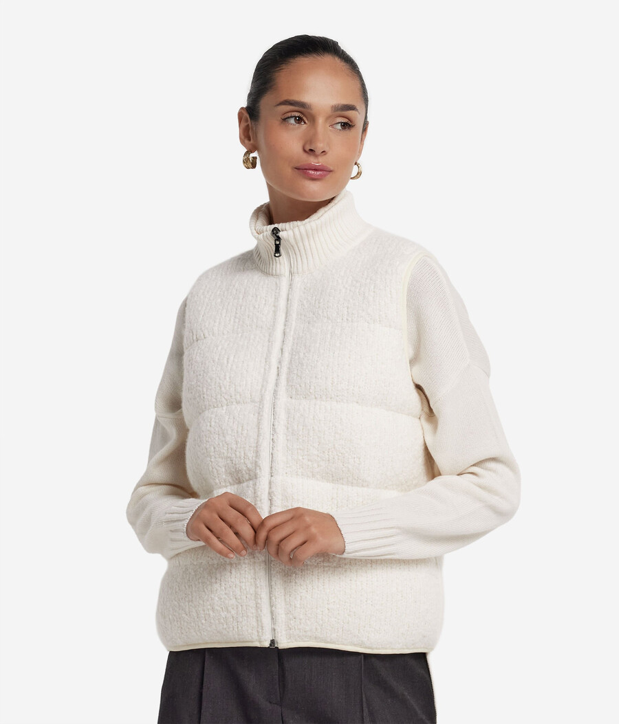 gilet reversibile in bouclé e nylon