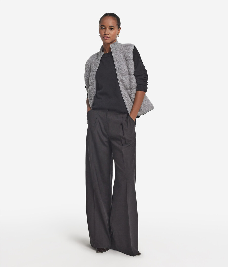 gilet reversibile in bouclé e nylon