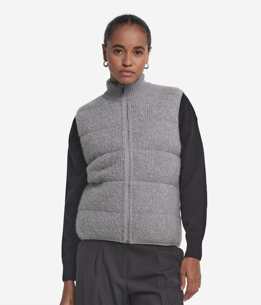 gilet reversibile in bouclé e nylon