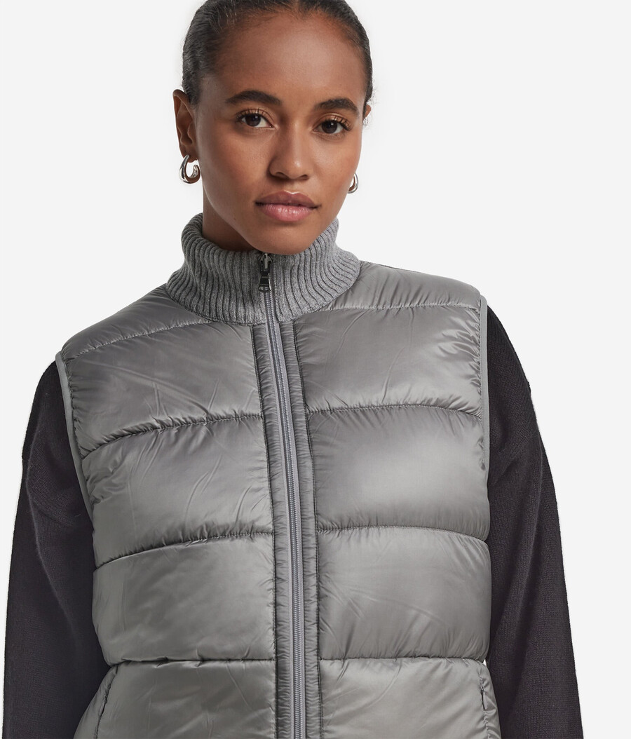 gilet reversibile in bouclé e nylon