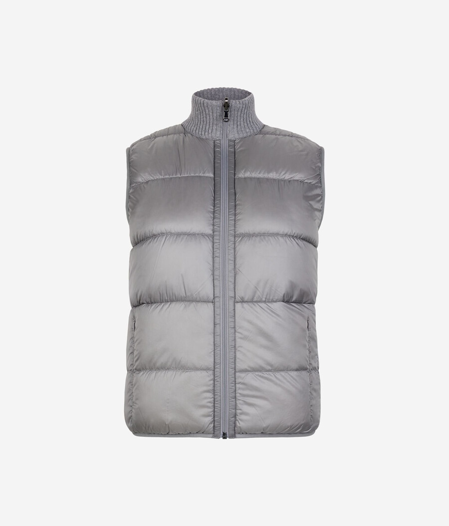 gilet reversibile in bouclé e nylon