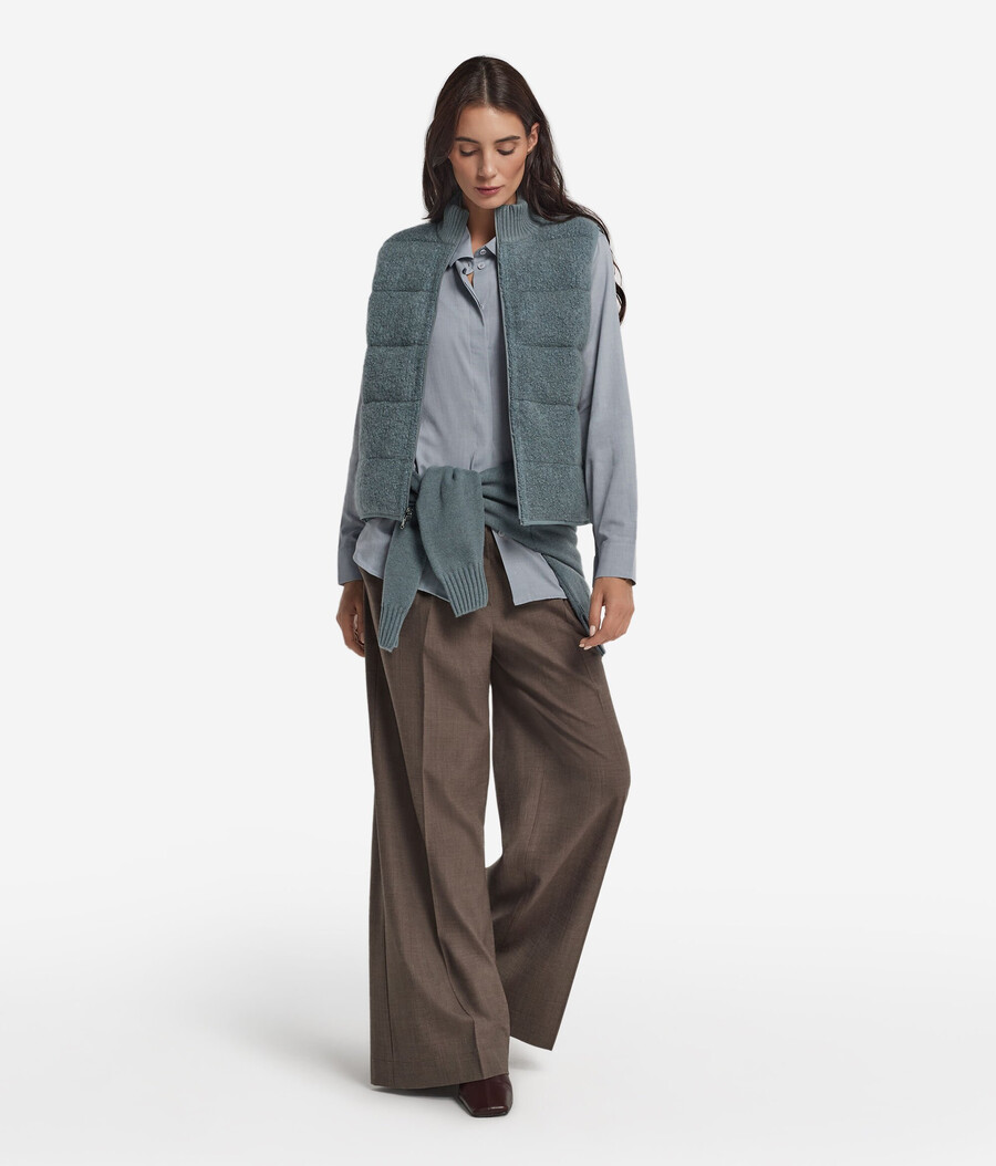 gilet reversibile in bouclé e nylon