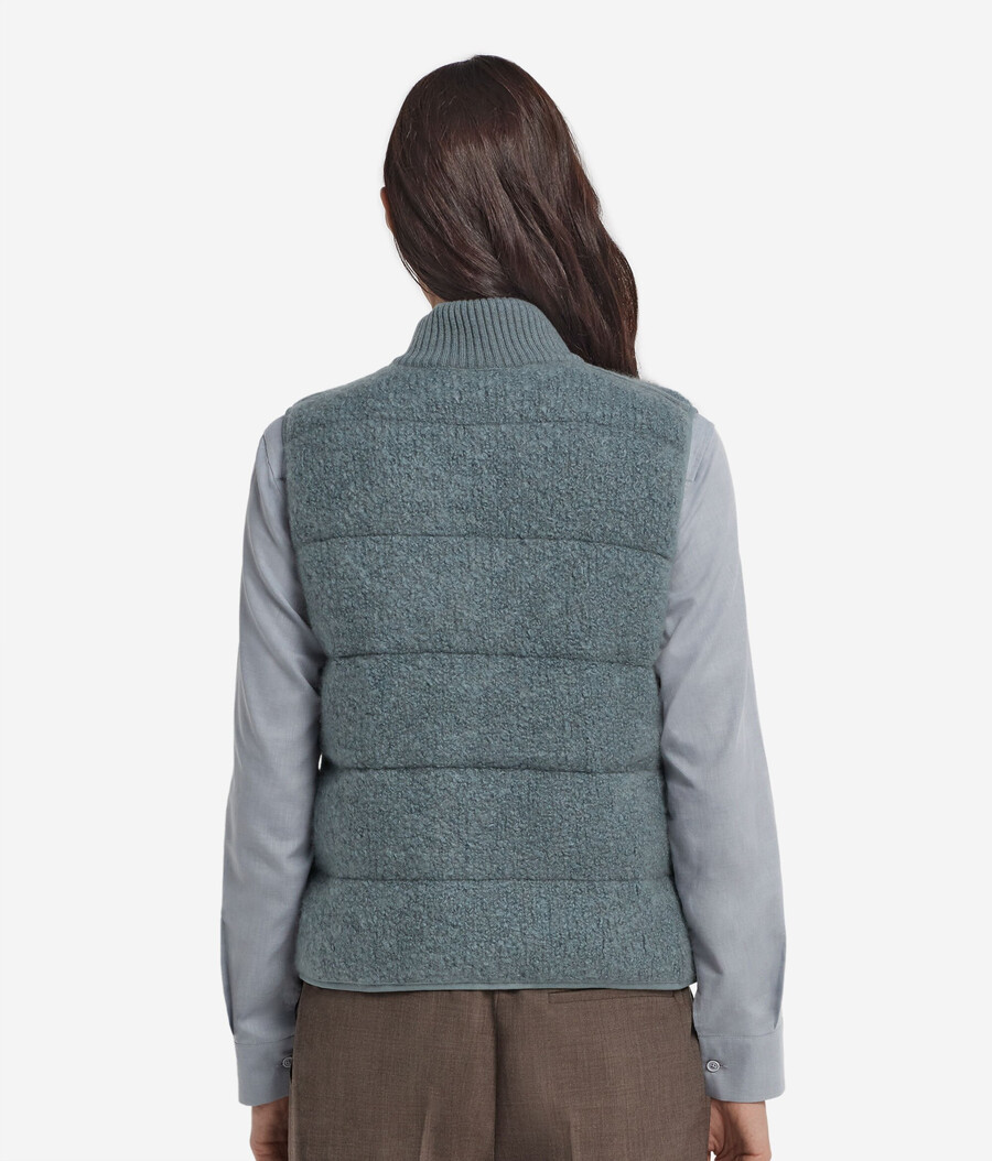 gilet reversibile in bouclé e nylon
