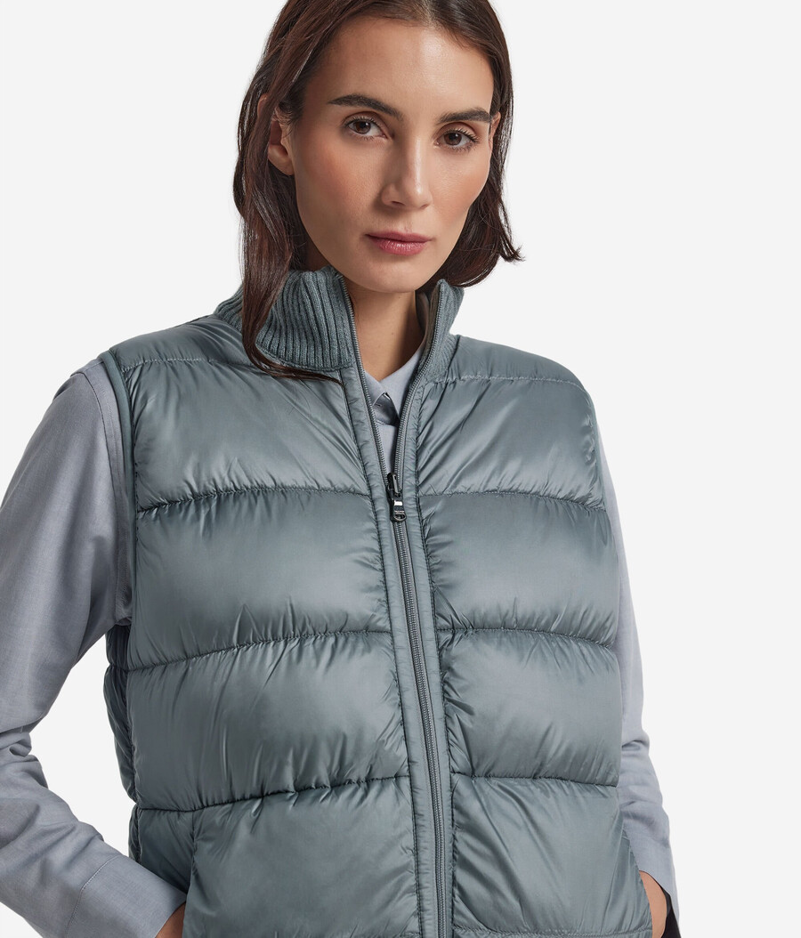 gilet reversibile in bouclé e nylon