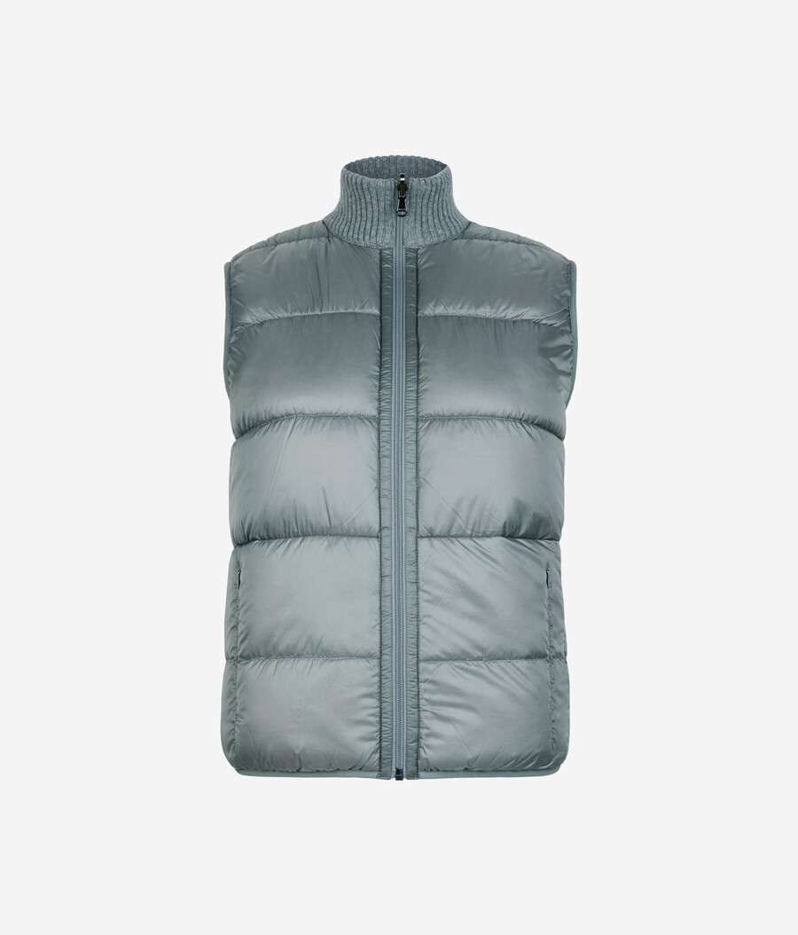 gilet reversibile in bouclé e nylon