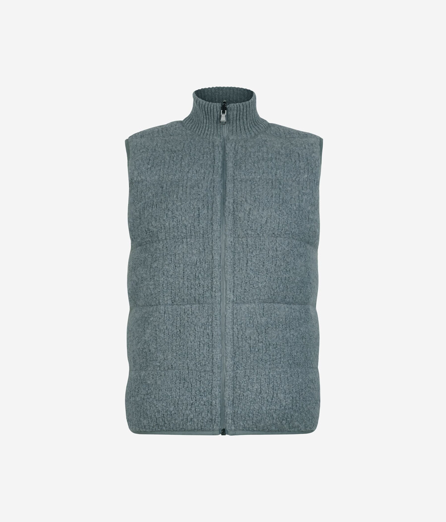 gilet reversibile in bouclé e nylon