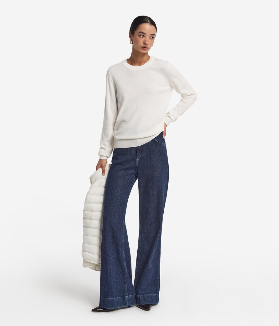 maglione girocollo in cashmere ultra morbido a maniche lunghe