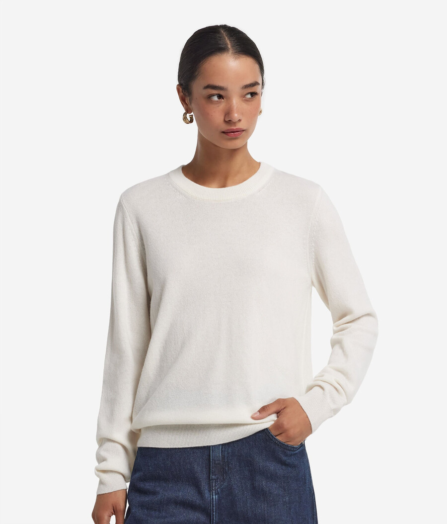 maglione girocollo in cashmere ultra morbido a maniche lunghe