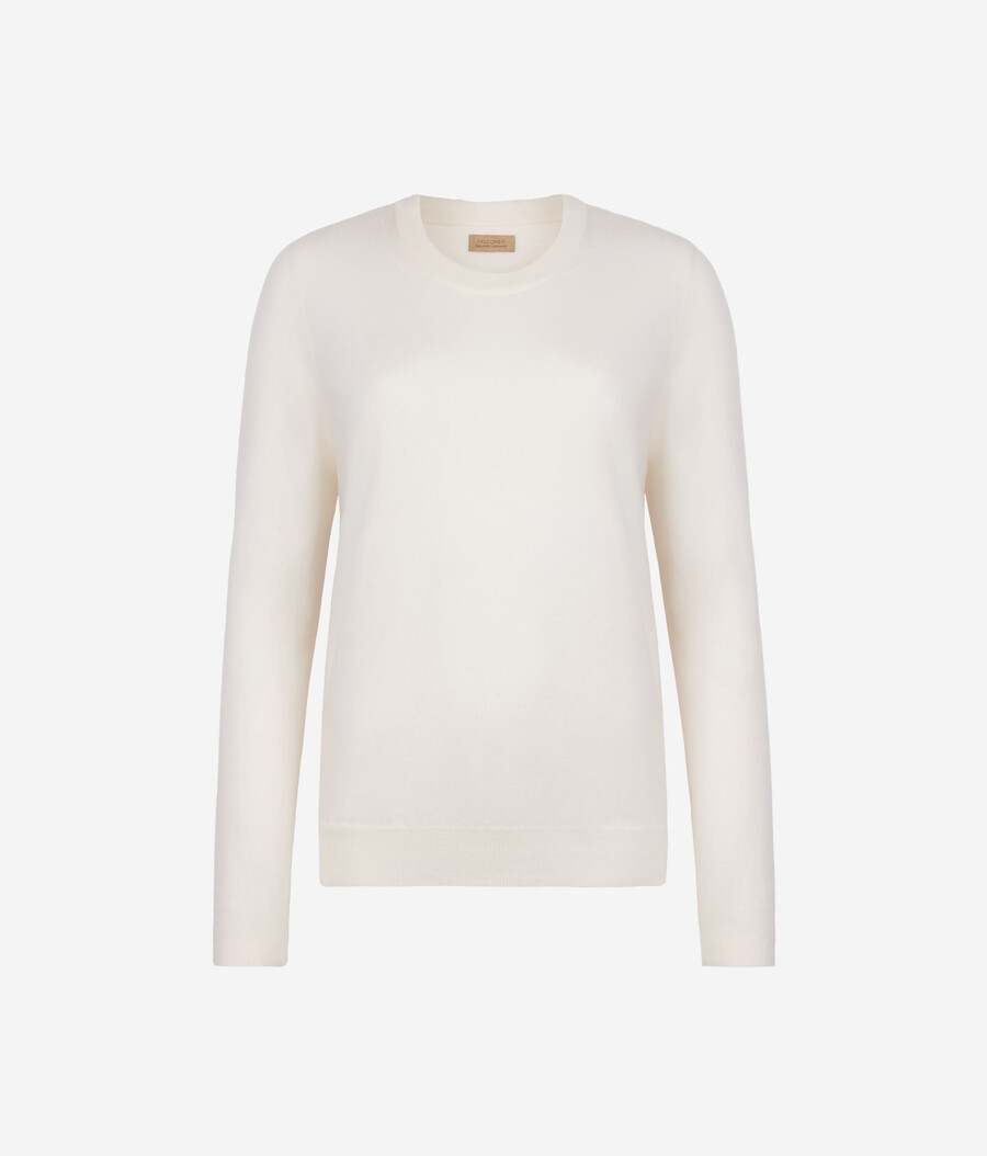 maglione girocollo in cashmere ultra morbido a maniche lunghe