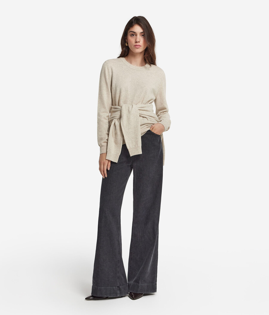 maglione girocollo in cashmere ultra morbido a maniche lunghe