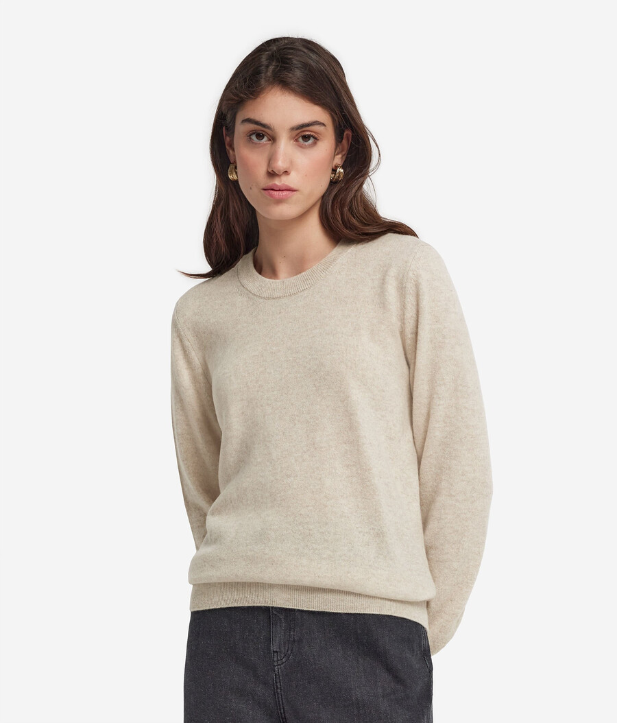 maglione girocollo in cashmere ultra morbido a maniche lunghe