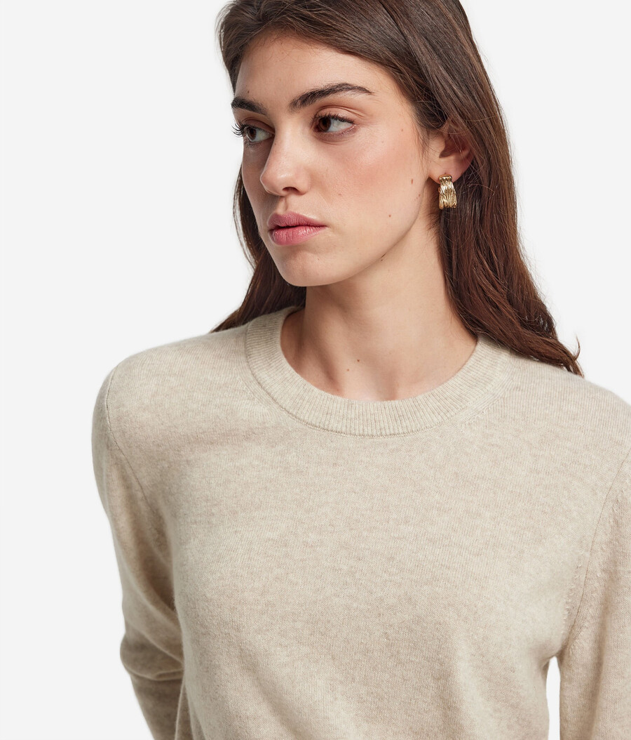 maglione girocollo in cashmere ultra morbido a maniche lunghe
