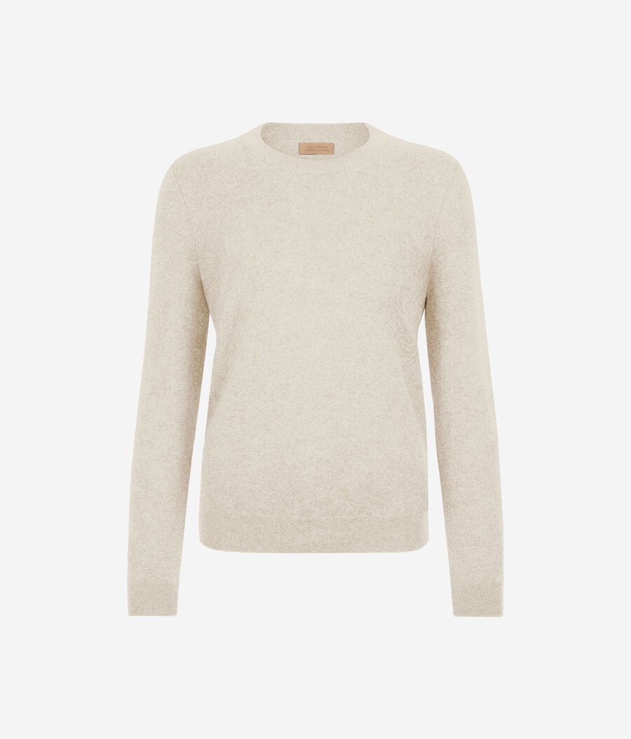 maglione girocollo in cashmere ultra morbido a maniche lunghe