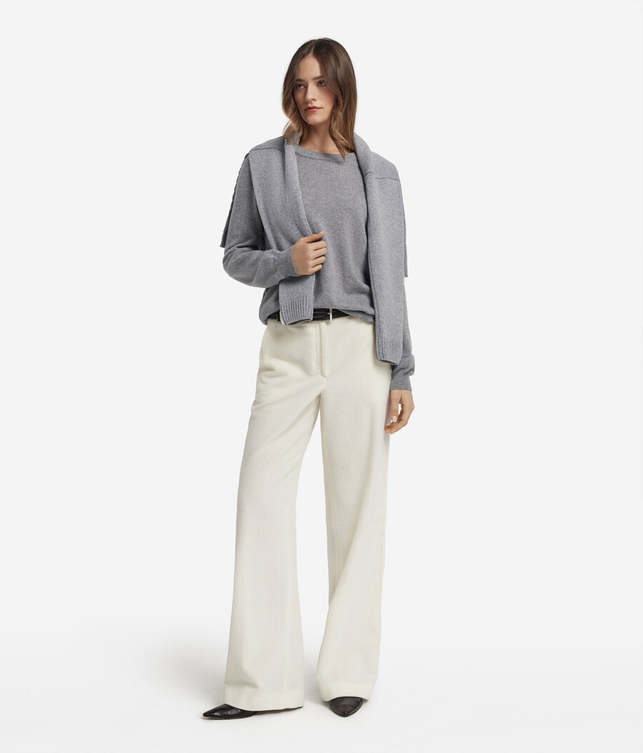 maglione girocollo in cashmere ultra morbido a maniche lunghe