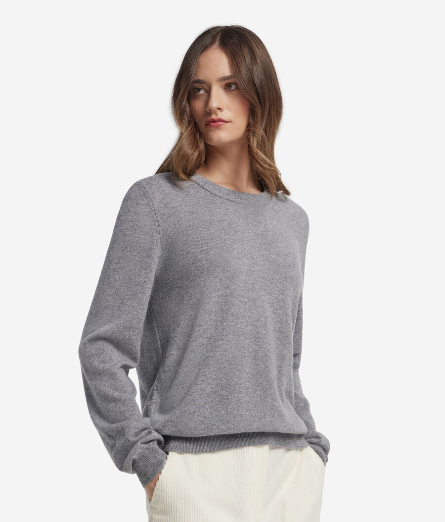 maglione girocollo in cashmere ultra morbido a maniche lunghe