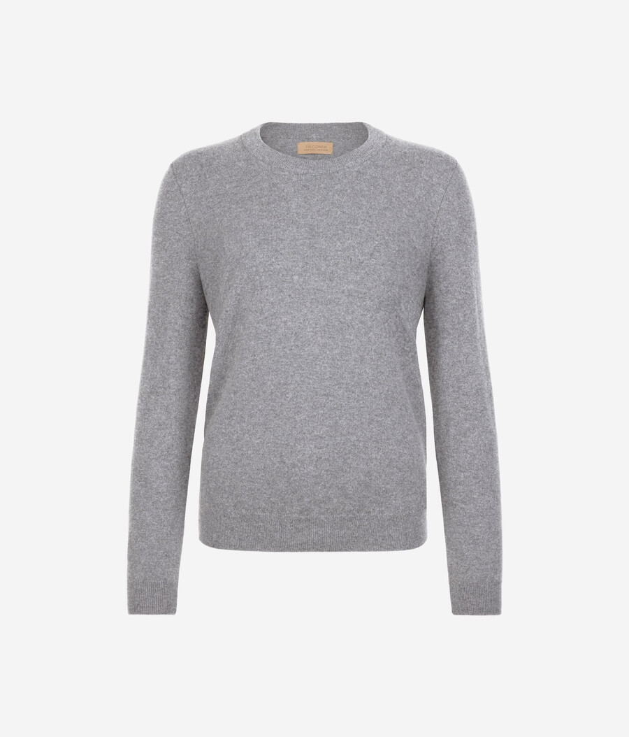 maglione girocollo in cashmere ultra morbido a maniche lunghe