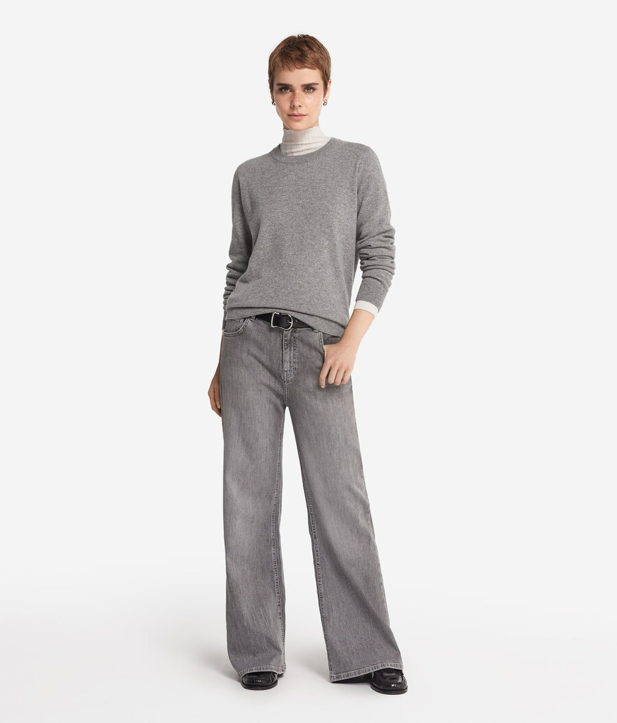 maglione girocollo in cashmere ultra morbido a maniche lunghe