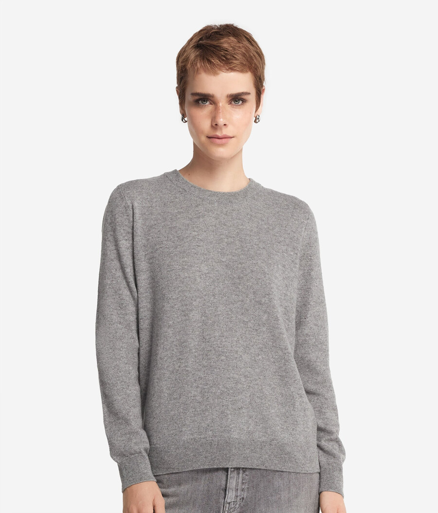 maglione girocollo in cashmere ultra morbido a maniche lunghe