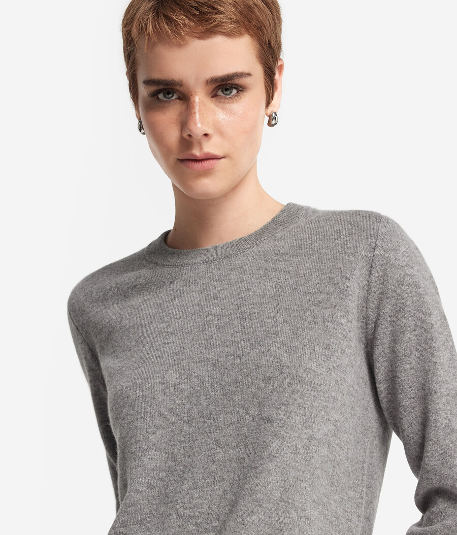 maglione girocollo in cashmere ultra morbido a maniche lunghe