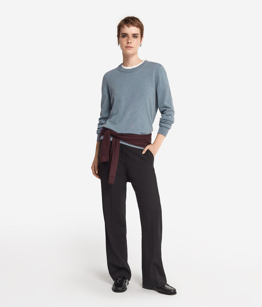 maglione girocollo in cashmere ultra morbido a maniche lunghe