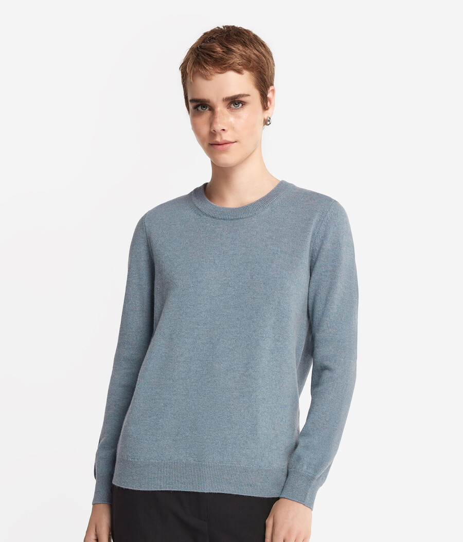 maglione girocollo in cashmere ultra morbido a maniche lunghe