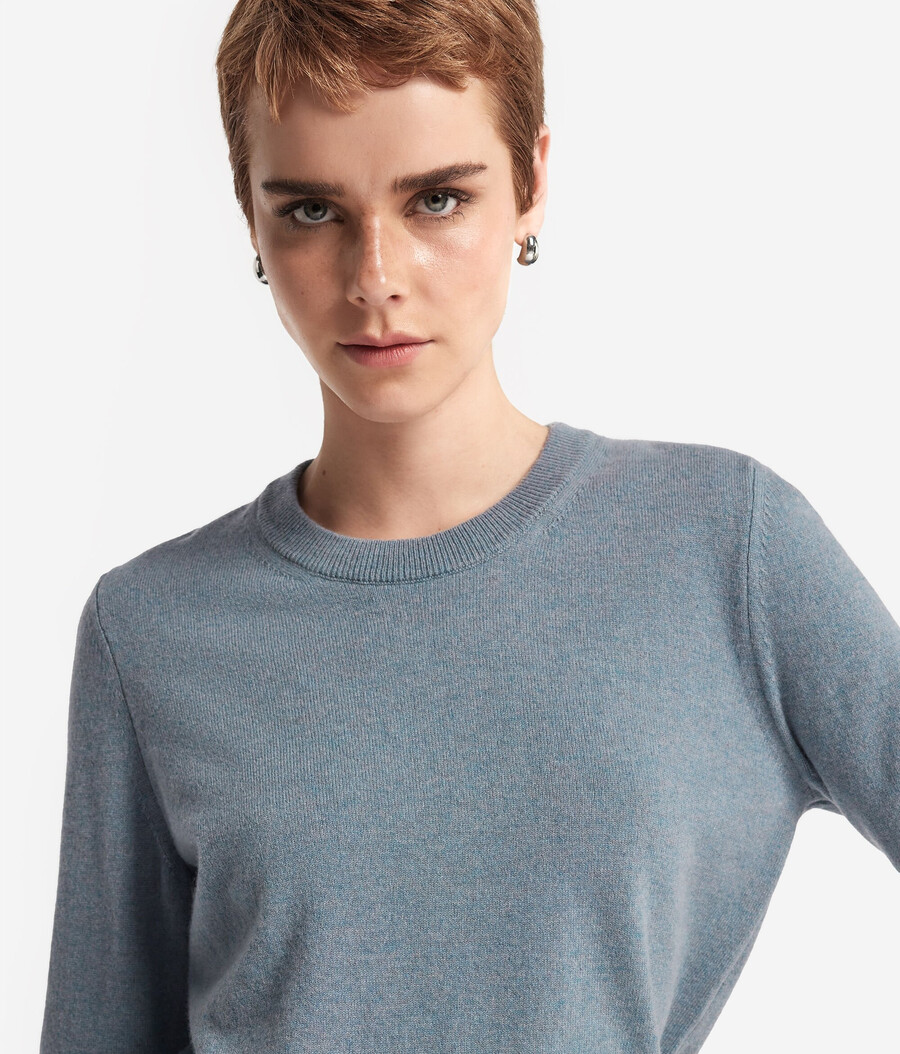 maglione girocollo in cashmere ultra morbido a maniche lunghe