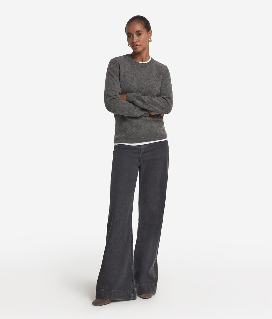 maglione girocollo in cashmere ultra morbido a maniche lunghe