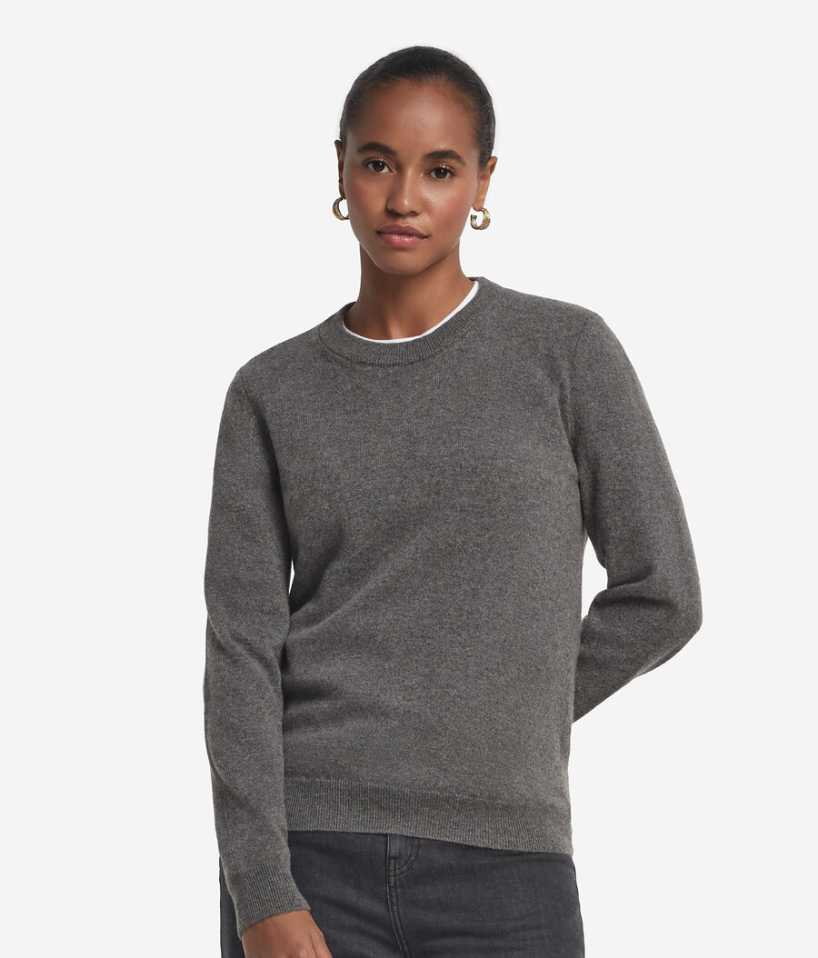 maglione girocollo in cashmere ultra morbido a maniche lunghe