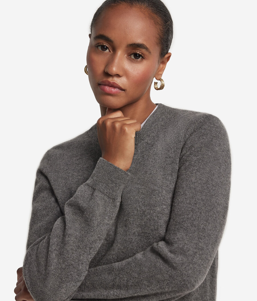maglione girocollo in cashmere ultra morbido a maniche lunghe