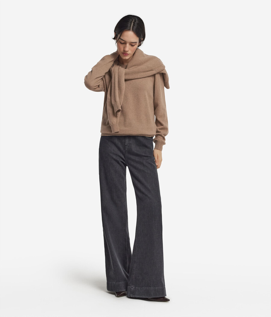 maglione girocollo in cashmere ultra morbido a maniche lunghe