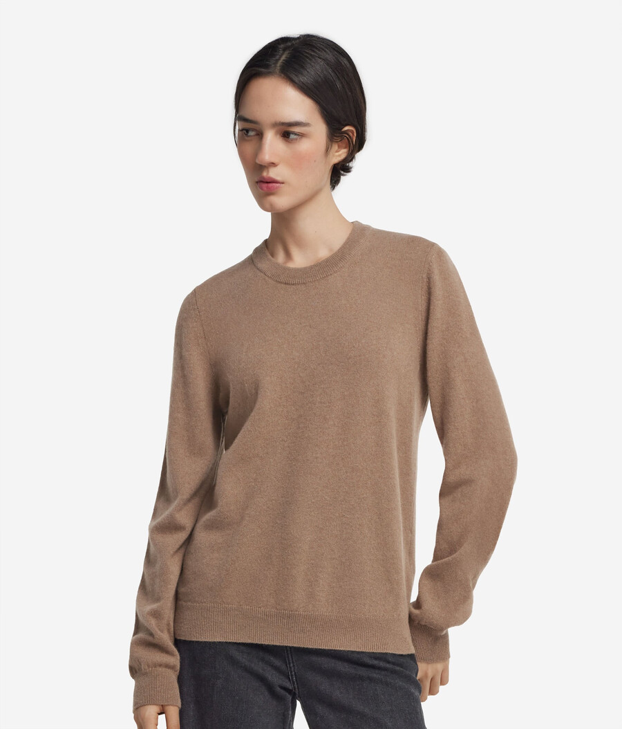 maglione girocollo in cashmere ultra morbido a maniche lunghe