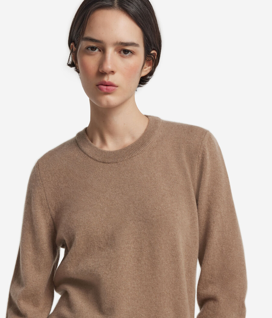 maglione girocollo in cashmere ultra morbido a maniche lunghe