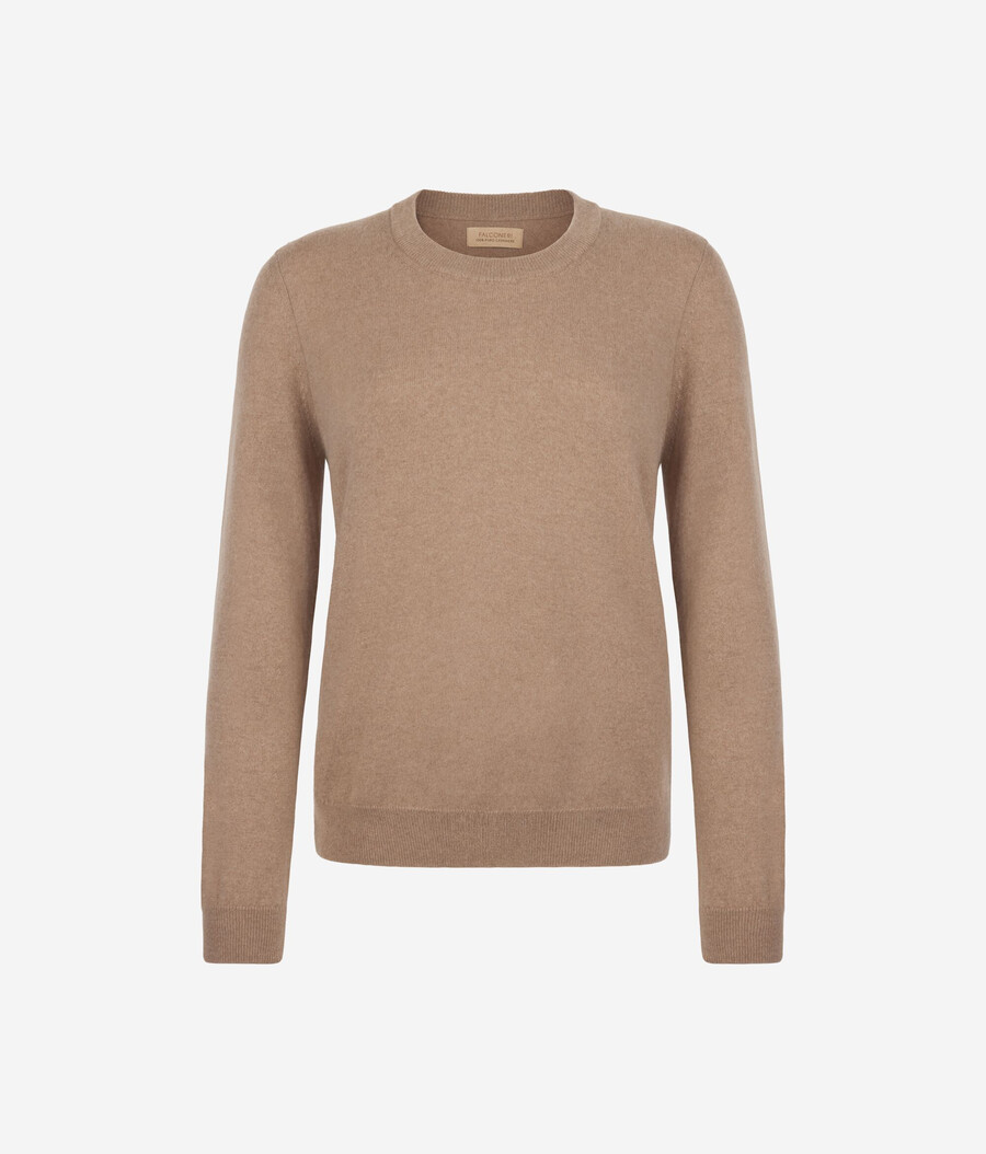 maglione girocollo in cashmere ultra morbido a maniche lunghe