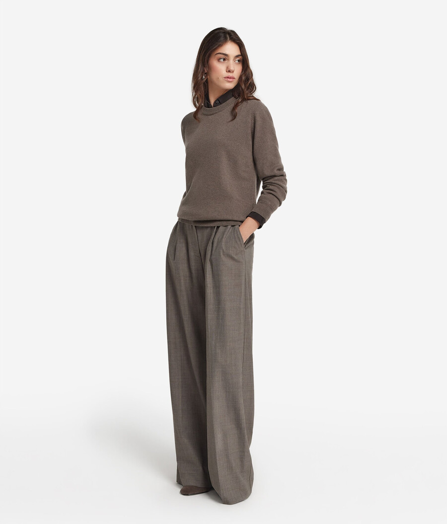 maglione girocollo in cashmere ultra morbido a maniche lunghe