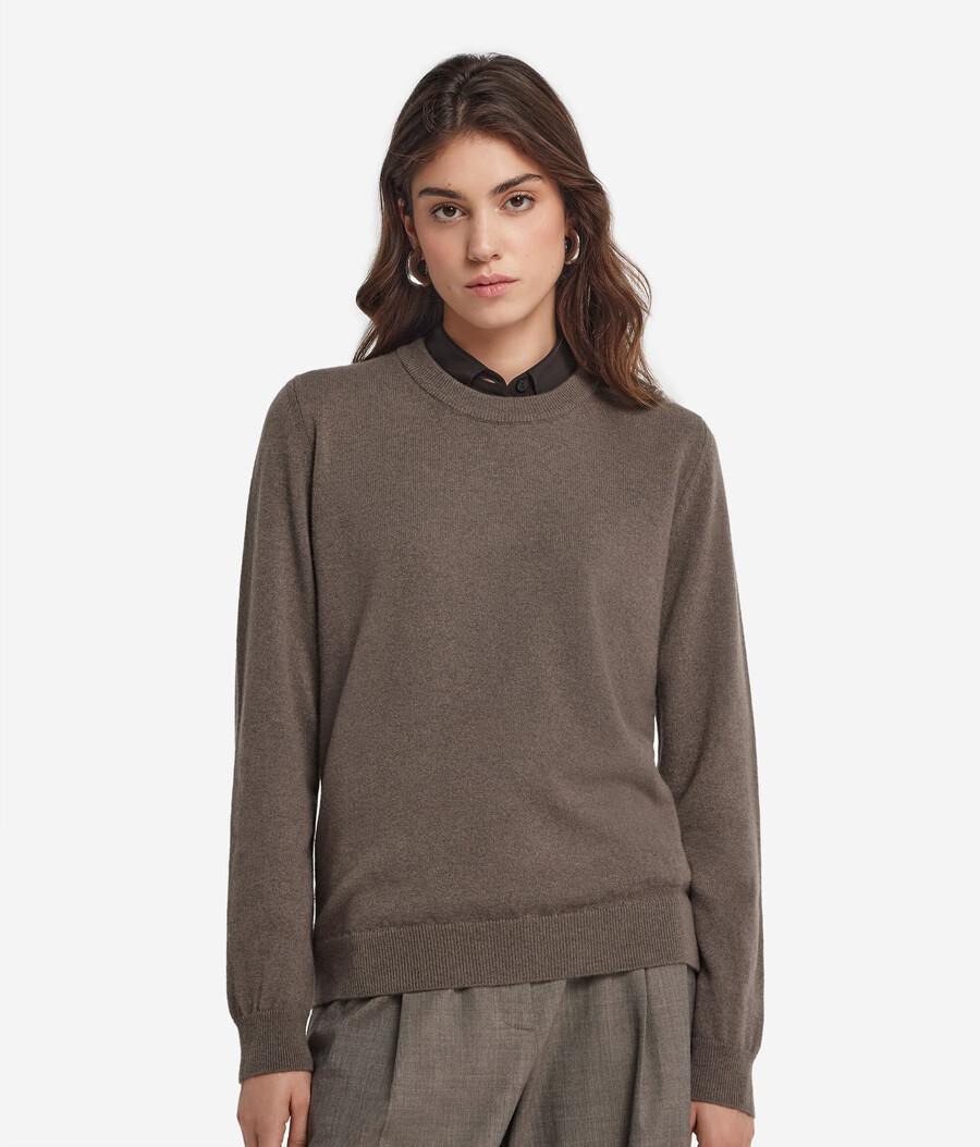 maglione girocollo in cashmere ultra morbido a maniche lunghe