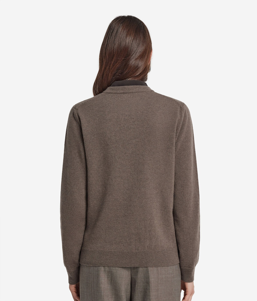 maglione girocollo in cashmere ultra morbido a maniche lunghe