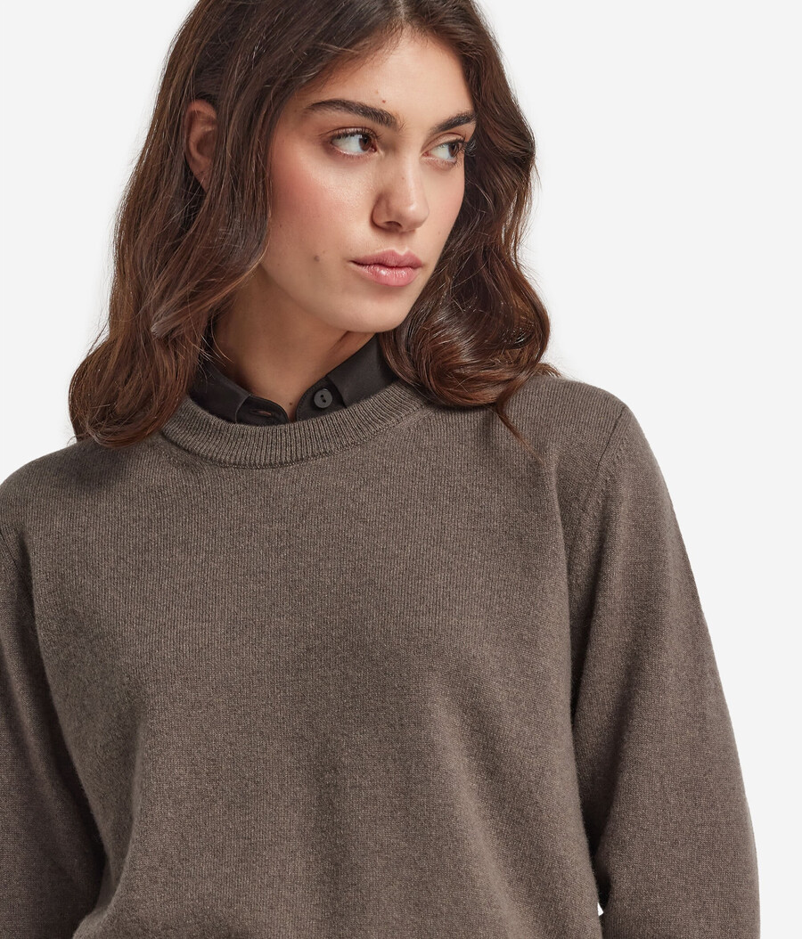 maglione girocollo in cashmere ultra morbido a maniche lunghe