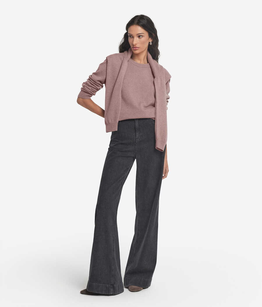 maglione girocollo in cashmere ultra morbido a maniche lunghe